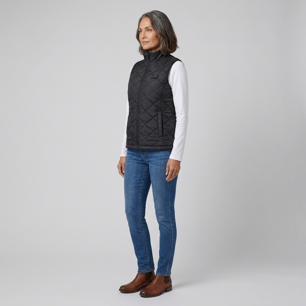 Women's USB Heated Vest, Sleeveless, High Neck and Adjustable Temperature