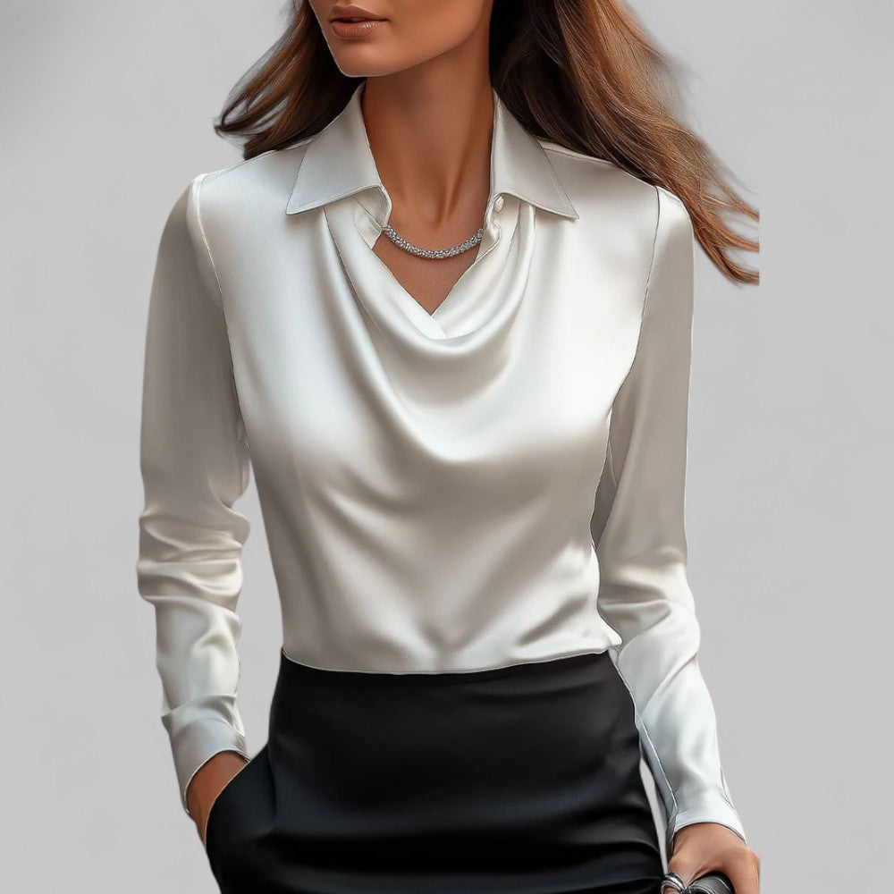 Scarlett | Women's Elegant Long Sleeve Satin Blouse | Lunarafi