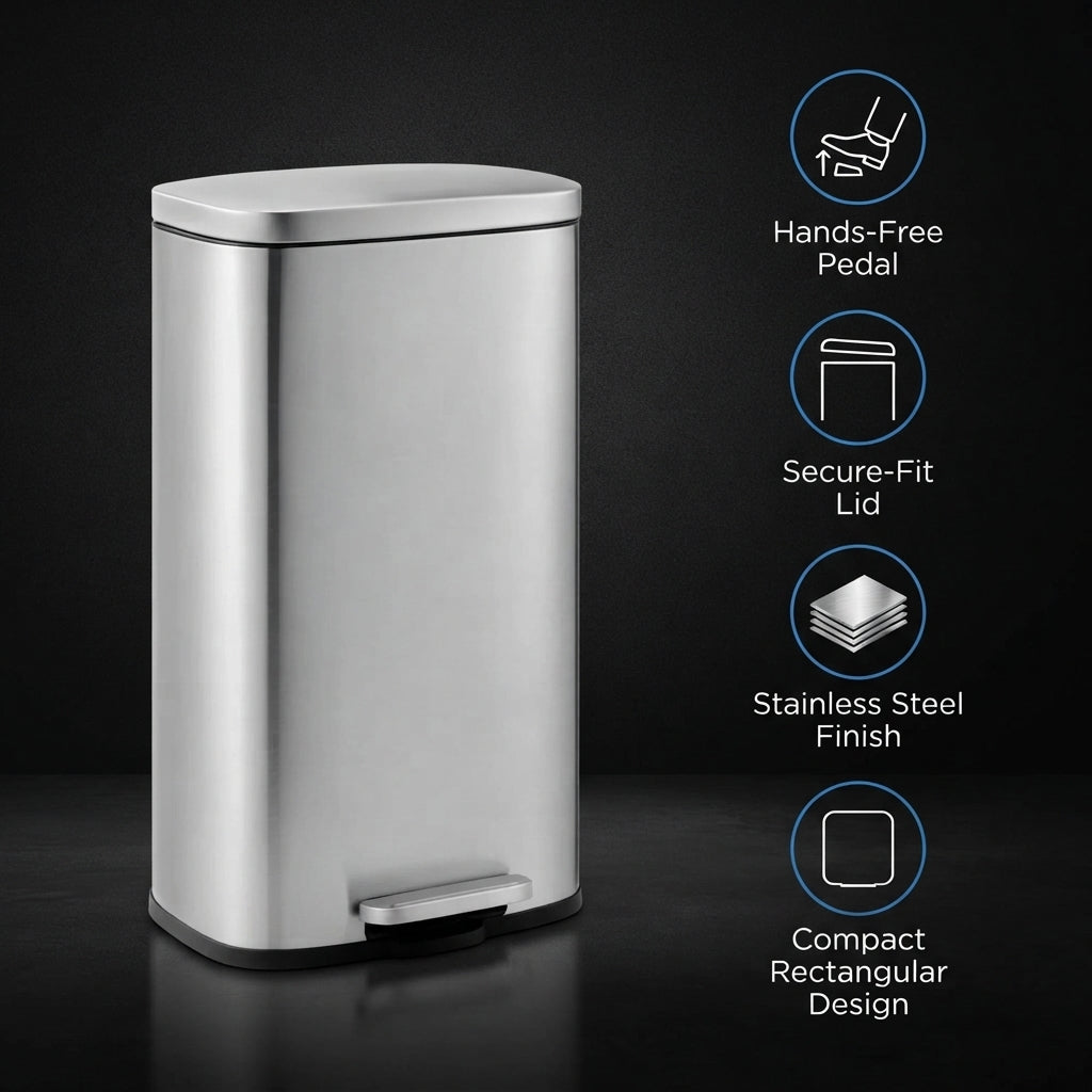 Stainless Steel Soft-Close Pedal Trash Can – 30L