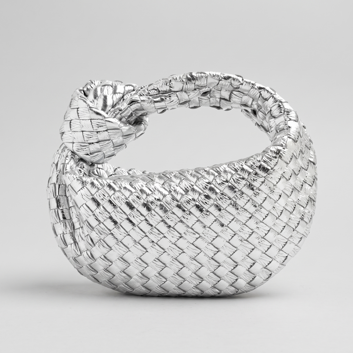 Mini Woven Handbag for Women with Knotted Handle