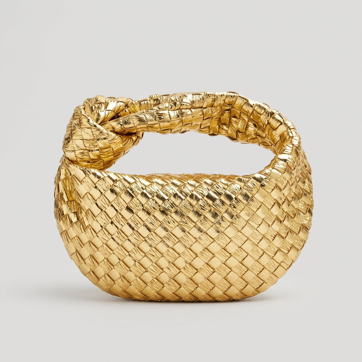Mini Woven Handbag for Women with Knotted Handle