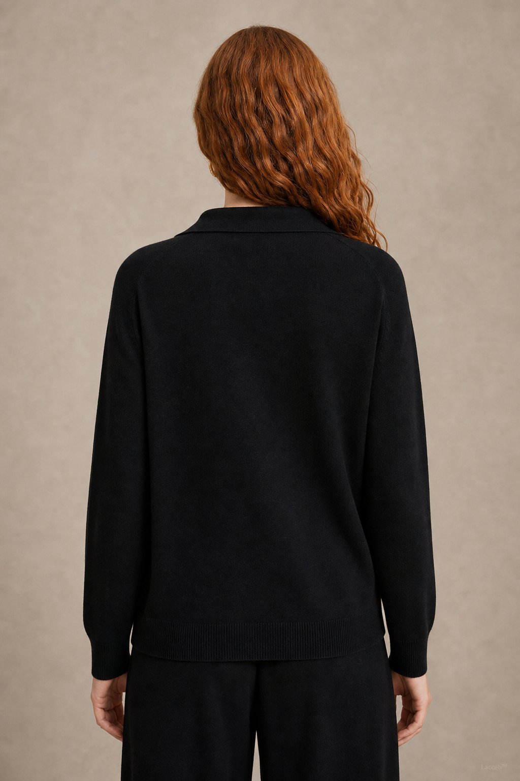 Women's Polo Collar Knit Sweater and Pants Set with V Neck