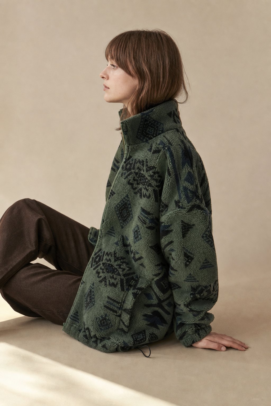 Women's Printed Fleece Jacket with Full Zip and Collar