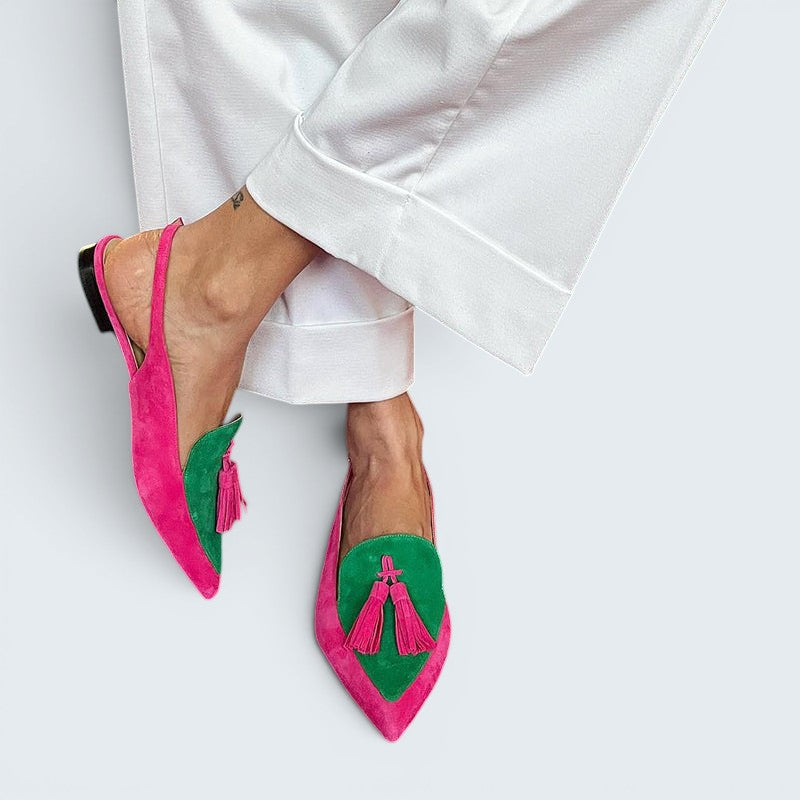 Women's Pointed Toe Mules with Tassel and Ankle Strap