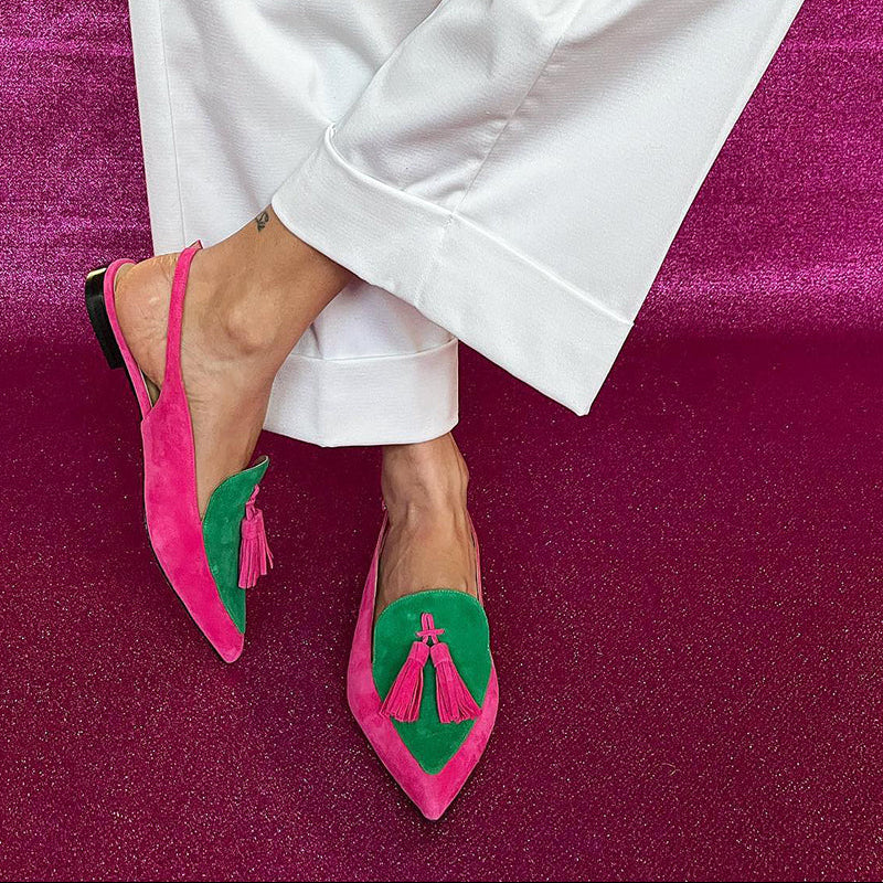 Women's Pointed Toe Mules with Tassel and Ankle Strap