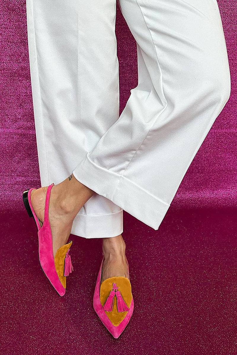 Women's Pointed Toe Mules with Tassel and Ankle Strap