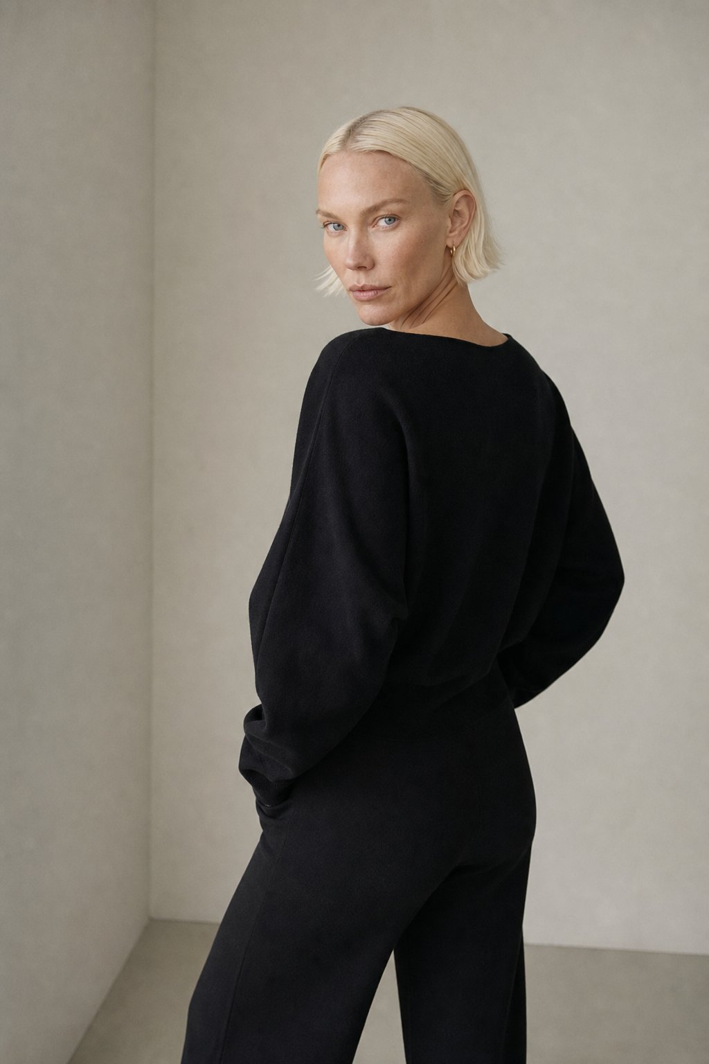 Women's Off Shoulder Knit Sweater and Pants Set with Wide Neck