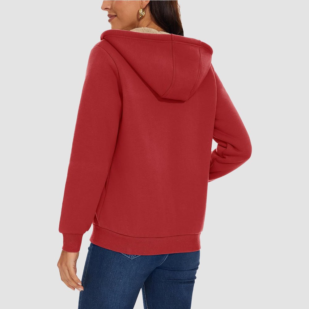 Women's Sherpa-Lined Zip Hoodie with Pockets