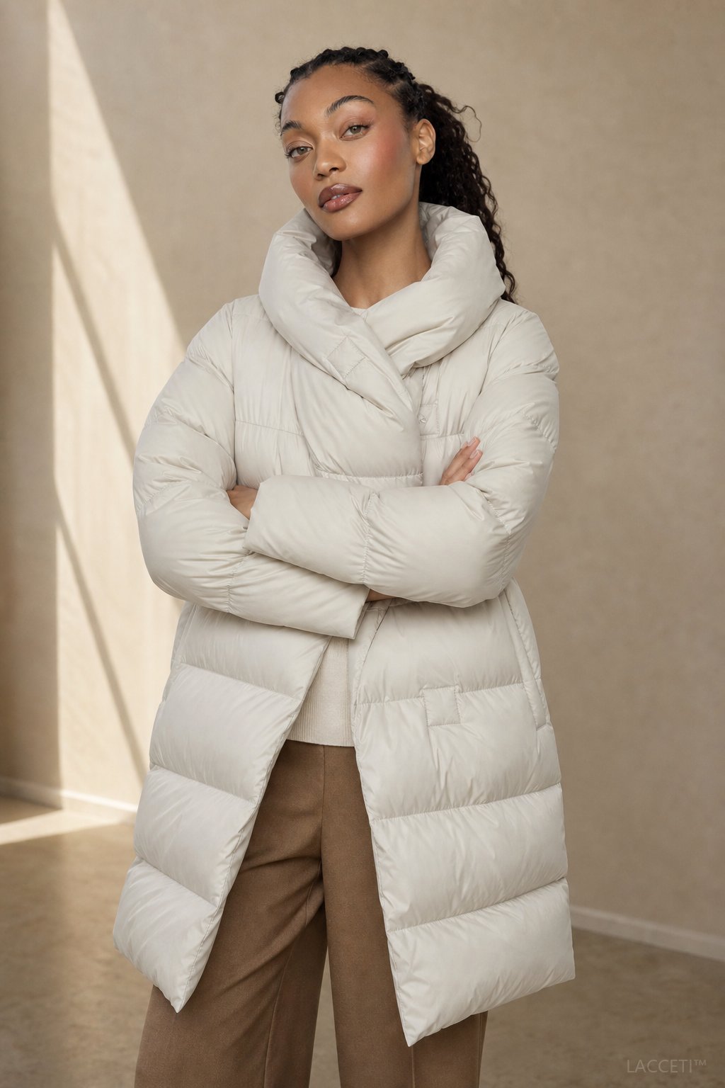 Women's Long Down Puffer Coat with Hood and Zip Front