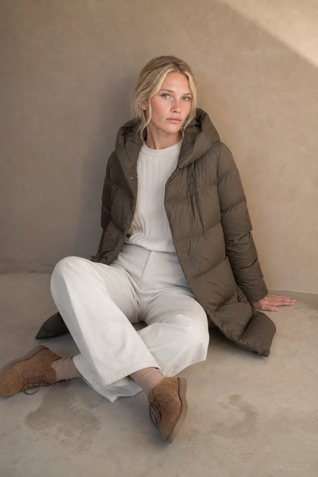 Women's Long Down Puffer Coat with Hood and Zip Front