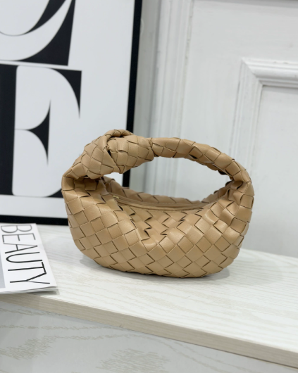 Mini Woven Handbag for Women with Knotted Handle