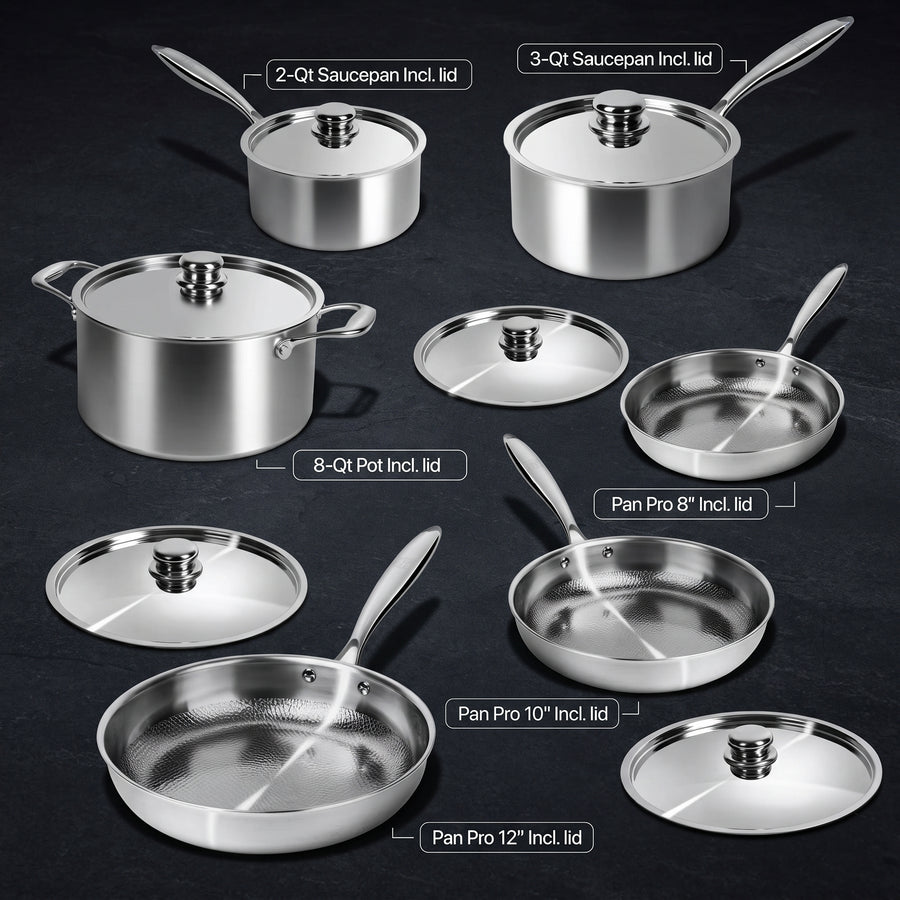 Pure Titanium Hammered Cookware Set – 12-Piece
