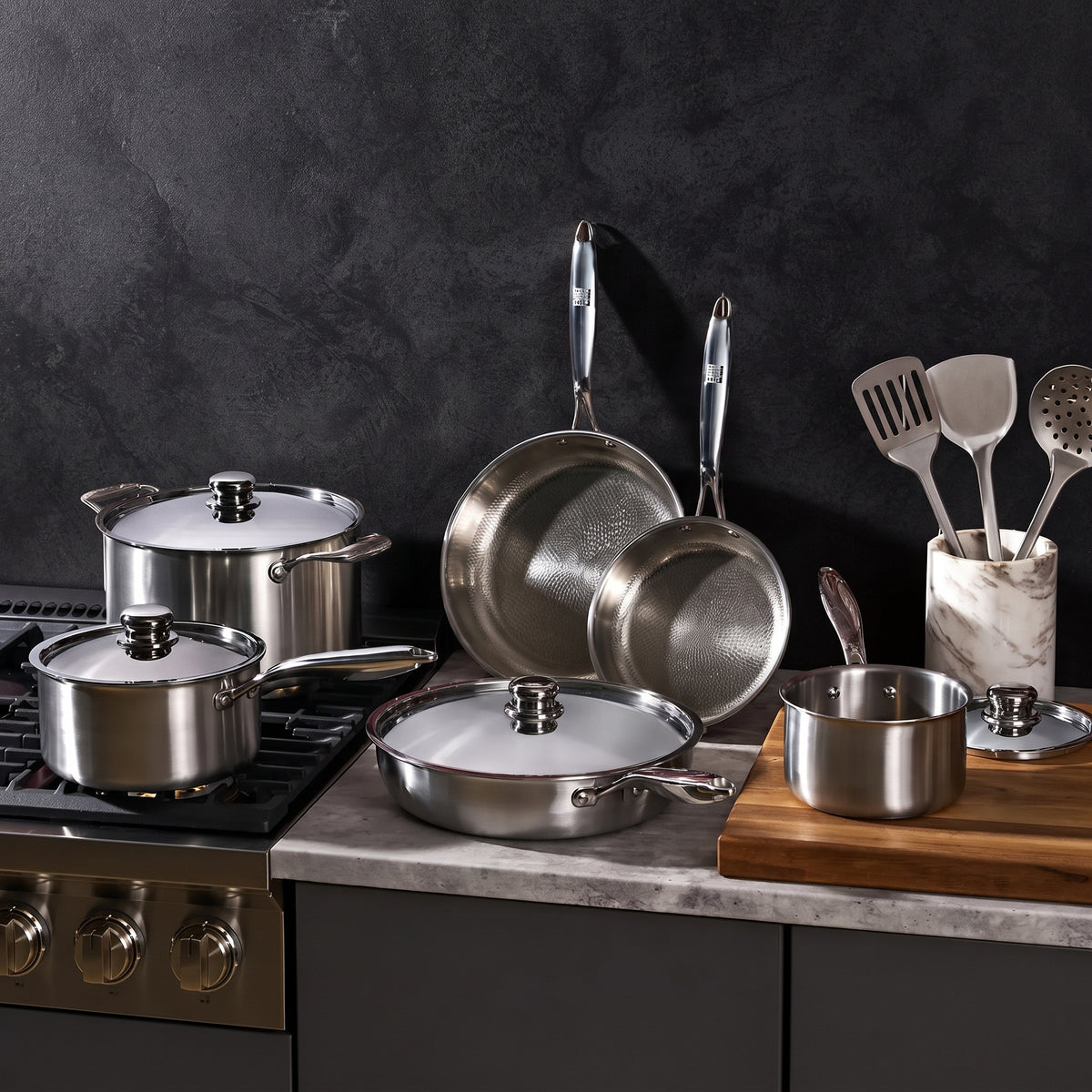 Pure Titanium Hammered Cookware Set – 12-Piece