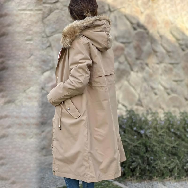 Women's Water-Repellent Hooded Jacket – Removable Lining & Adjustable Waist