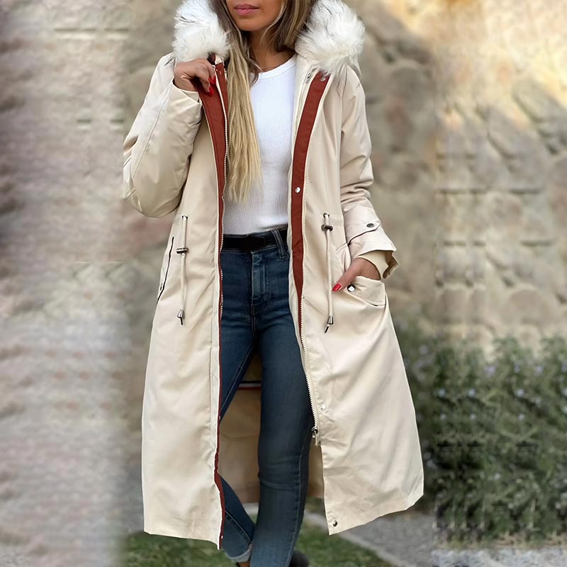 Women's Water-Repellent Hooded Jacket – Removable Lining & Adjustable Waist