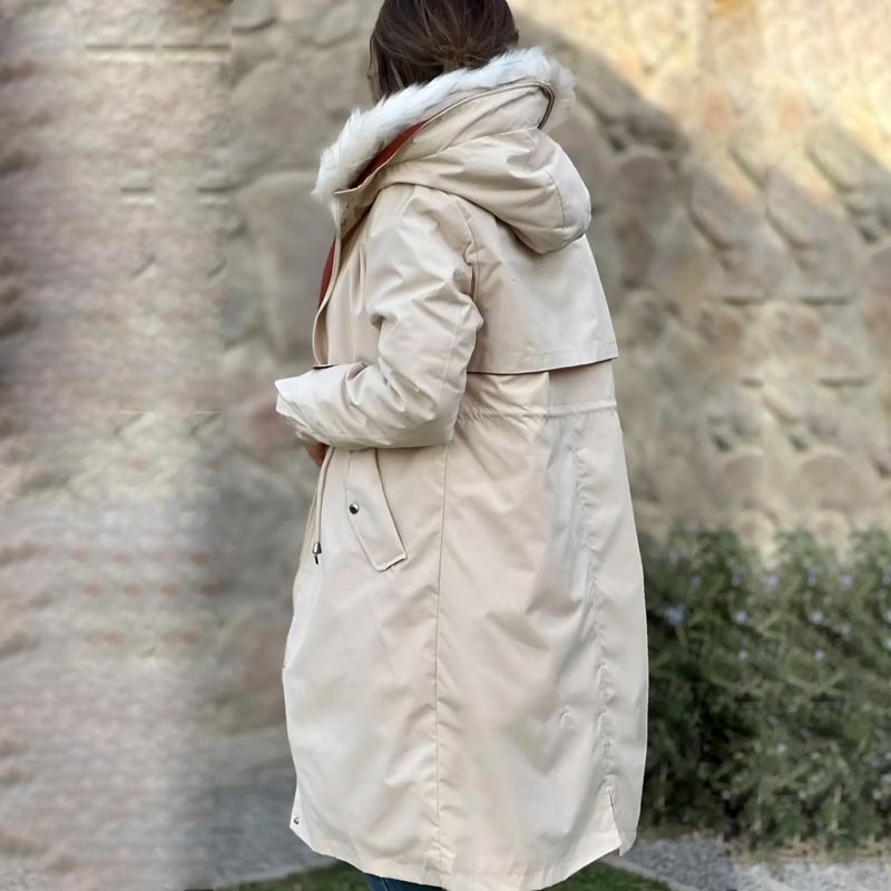 Women's Water-Repellent Hooded Jacket – Removable Lining & Adjustable Waist