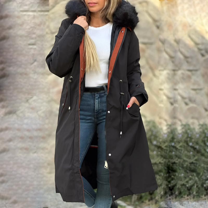 Women's Water-Repellent Hooded Jacket – Removable Lining & Adjustable Waist