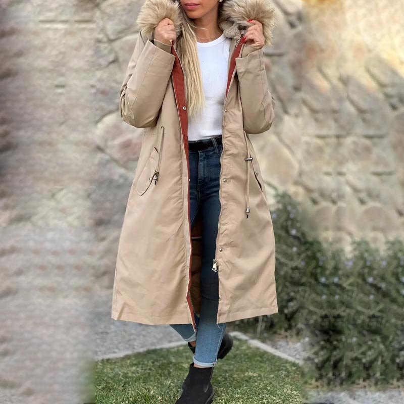 Women's Water-Repellent Hooded Jacket – Removable Lining & Adjustable Waist