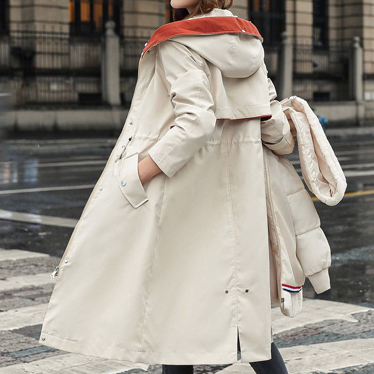 Women's Water-Repellent Hooded Jacket – Removable Lining & Adjustable Waist