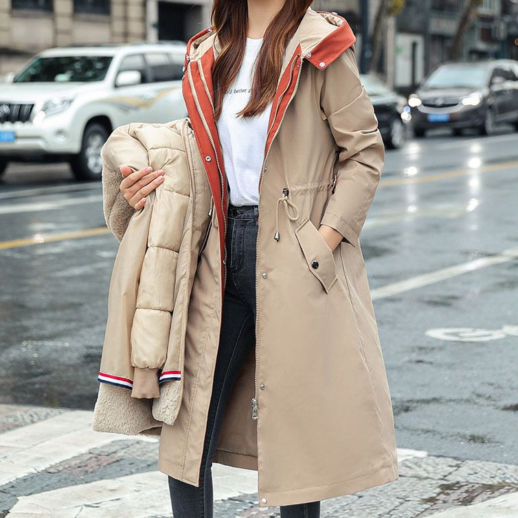 Women's Water-Repellent Hooded Jacket – Removable Lining & Adjustable Waist