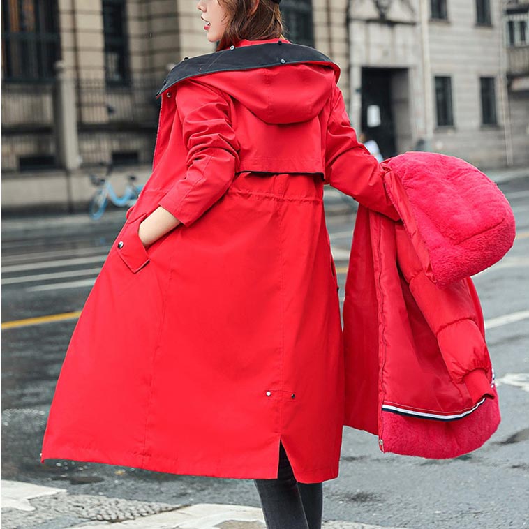 Women's Water-Repellent Hooded Jacket – Removable Lining & Adjustable Waist
