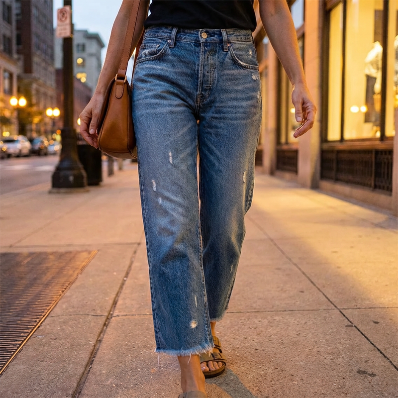 Women's Denim Straight Leg Jeans | Comfortable Retro Casual Jeans