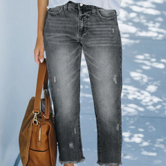 Gray straight leg jeans