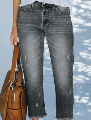 Gray straight leg jeans