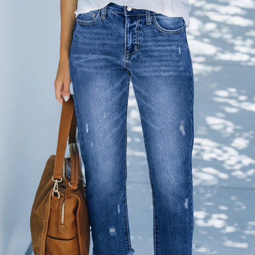 Navy straight leg jeans