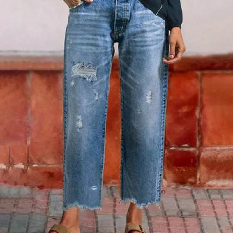 Women's Denim Straight Leg Jeans | Comfortable Retro Casual Jeans