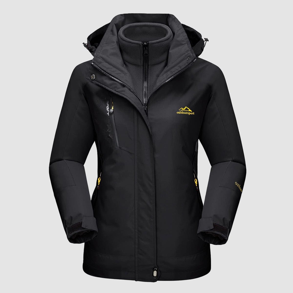 Women's 3-in-1 Waterproof Ski Jacket with Fleece Lining