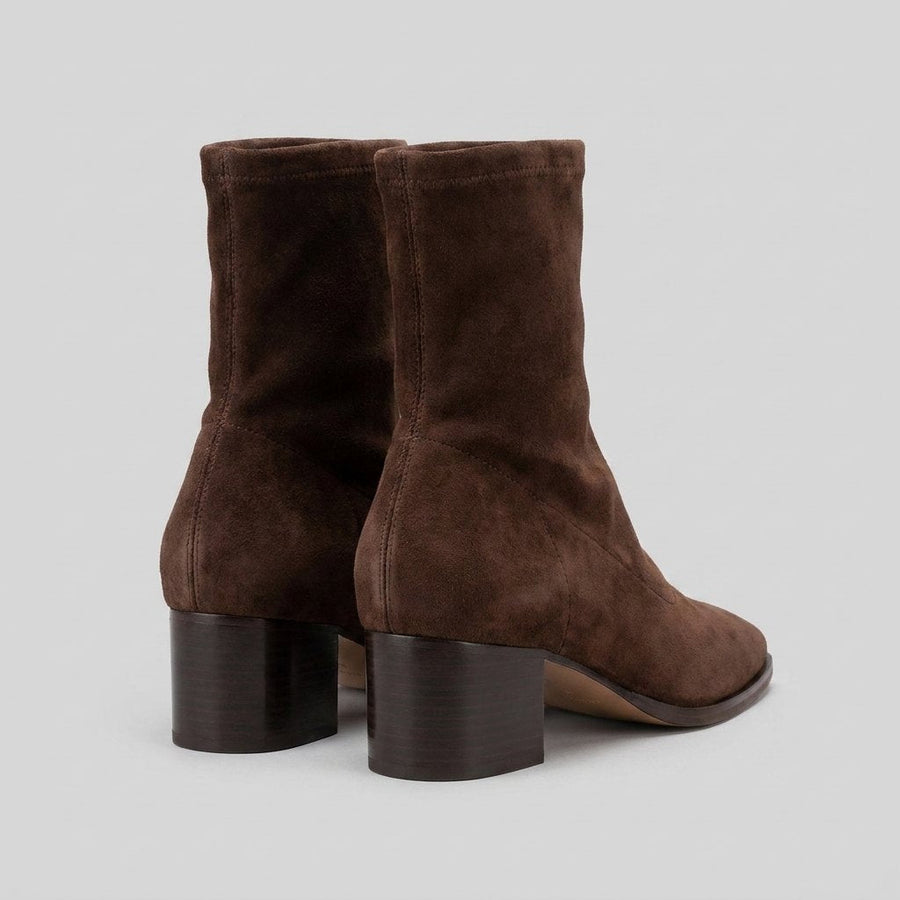 Women's Ankle Boots with Suede-Look Finish, Slip-On with High Heel