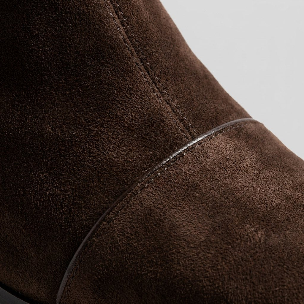 Women's Ankle Boots with Suede-Look Finish, Slip-On with High Heel