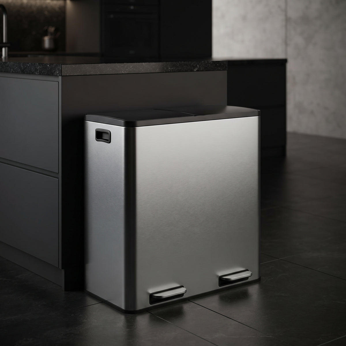 Stainless Steel Dual Compartment Pedal Trash Can – 2 × 30L