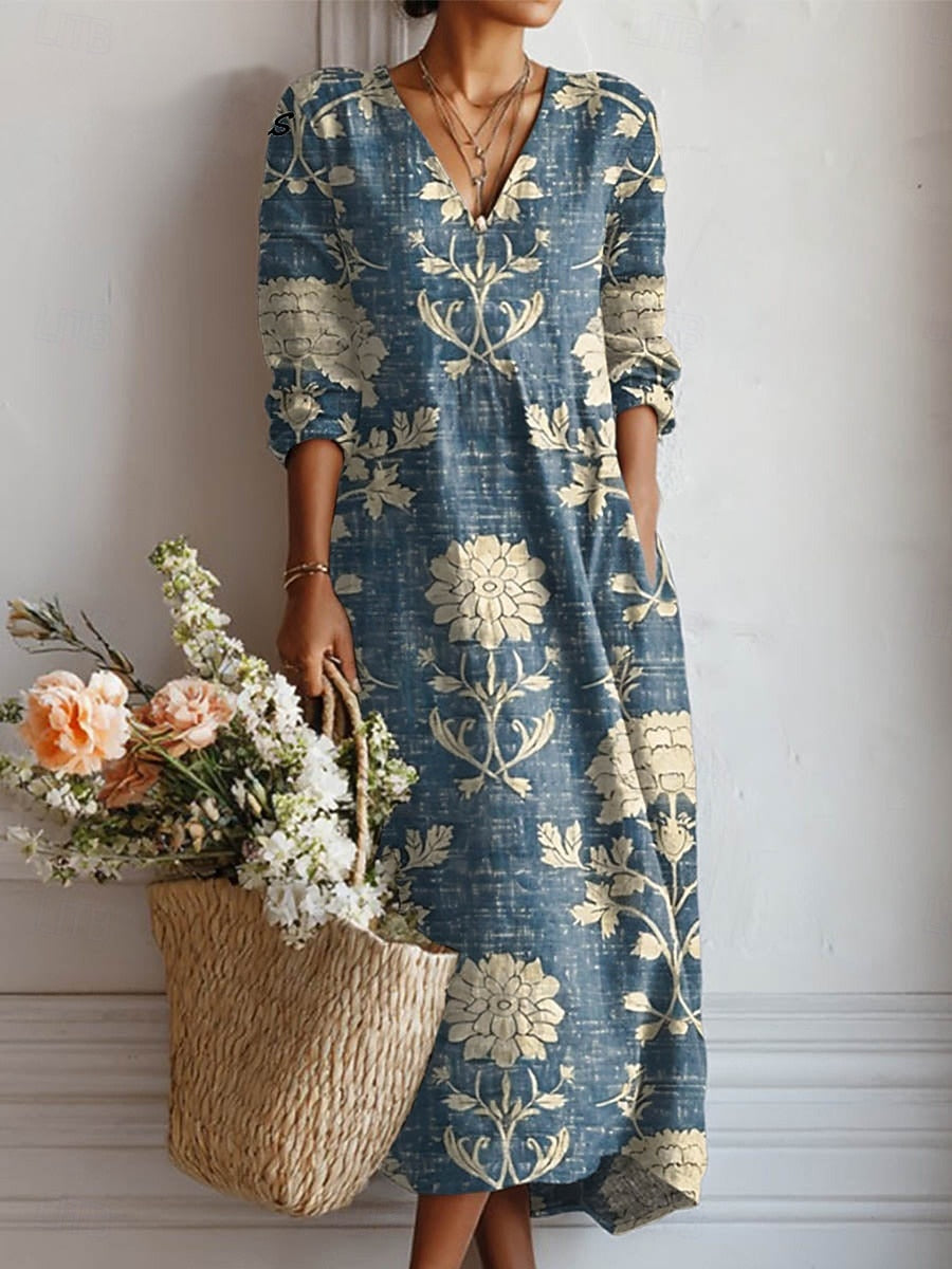 Women's Everyday Comfort Midi Dress | Soft Relaxed Pocket Dress