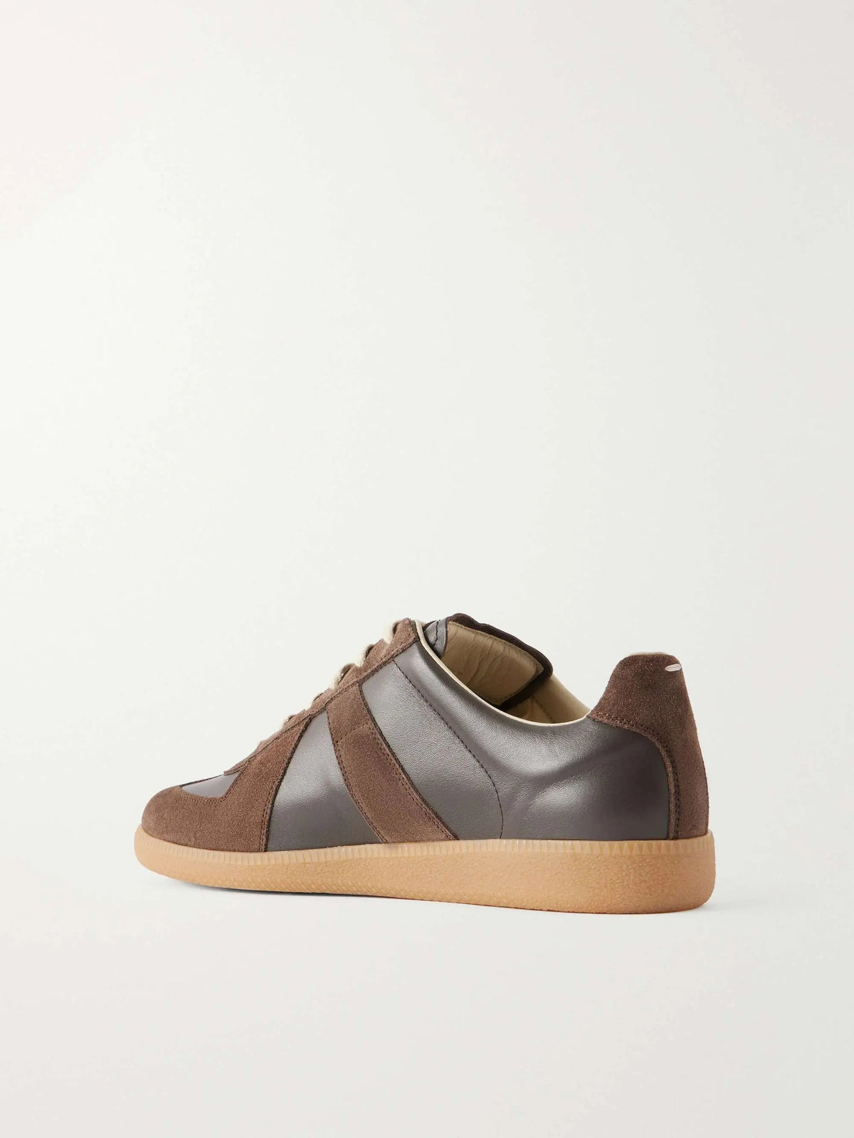 Women's Dark Brown Leather and Suede Sneakers with Gum Sole