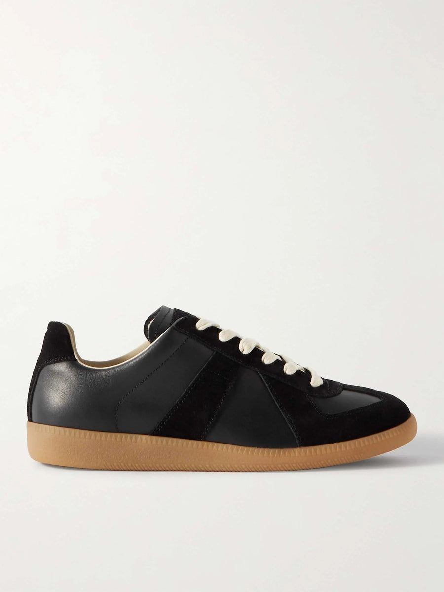 Women's Low Top Sneakers With Calf Leather And Suede Upper