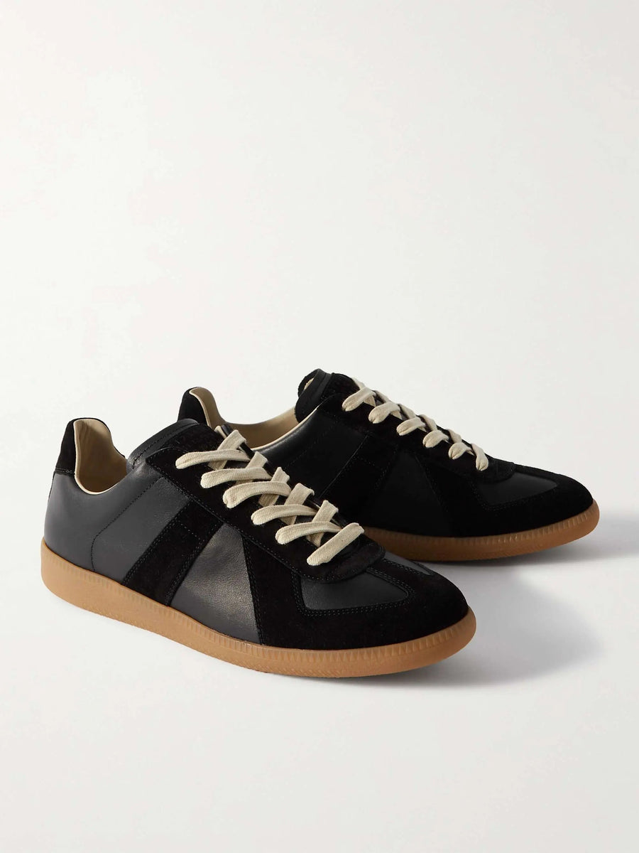 Women's Low Top Sneakers With Calf Leather And Suede Upper