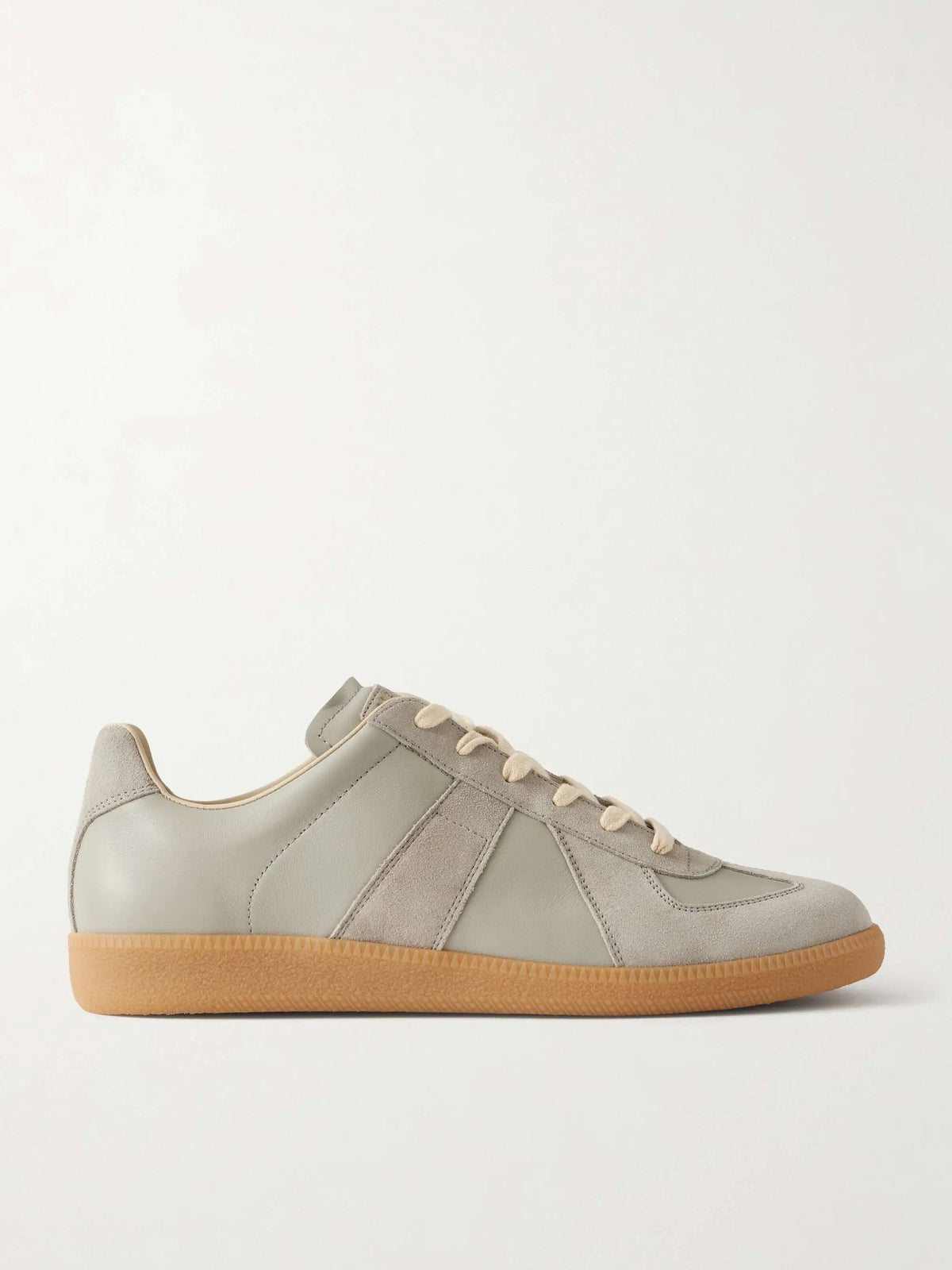 Women's Blue Grey Leather and Suede Sneakers with Gum Sole