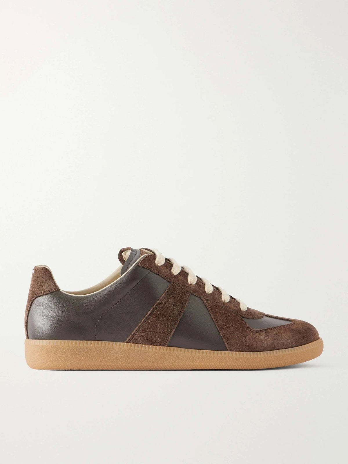 Women's Dark Brown Leather and Suede Sneakers with Gum Sole