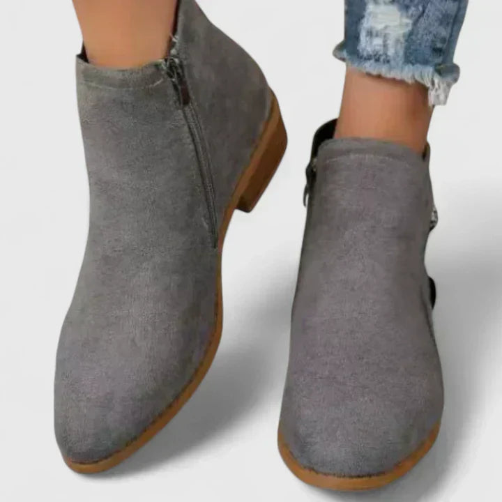 Women's Waterproof Ankle Boots with Side Zip and Block Heel