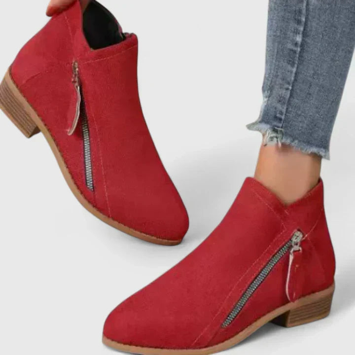 Women's Waterproof Ankle Boots with Side Zip and Block Heel