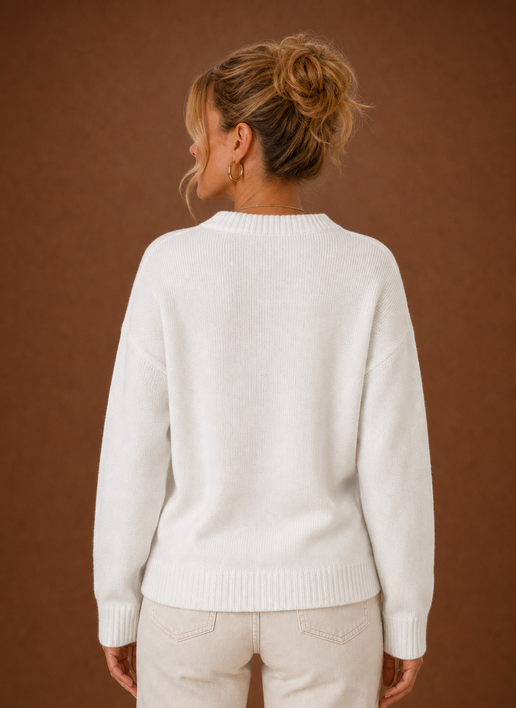 Women's American Flag Crew Neck Pullover Knit Sweater with Long Sleeves