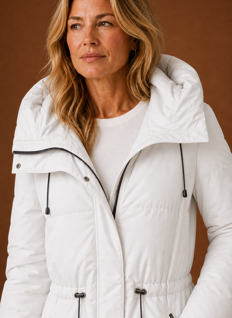 Women's Quilted Puffer Parka Jacket with Adjustable Waist and Hood