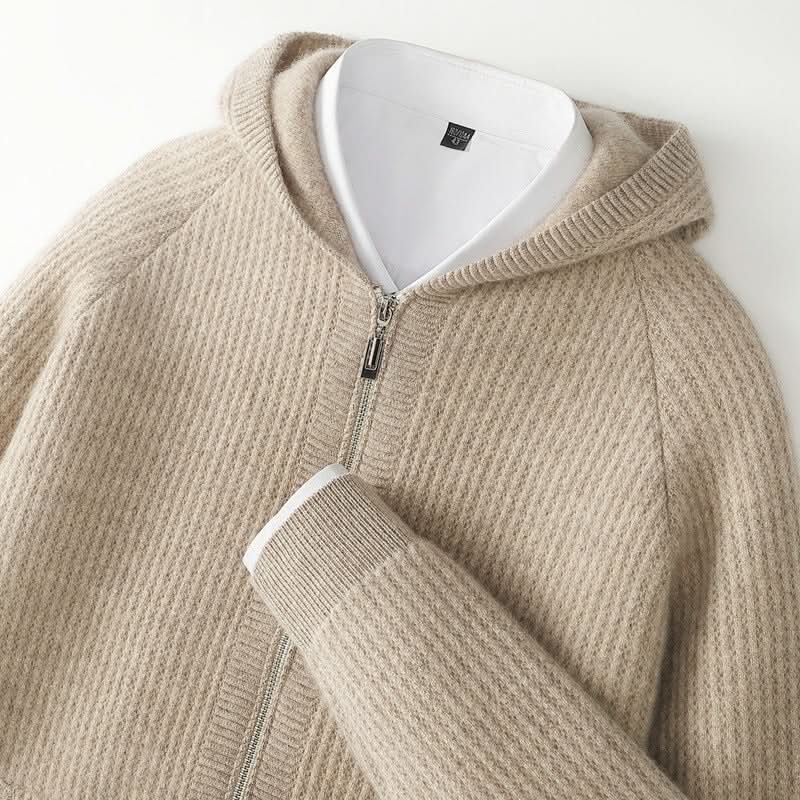 Women's Ribbed Knit Hoodie with Full Zip Front and Pockets