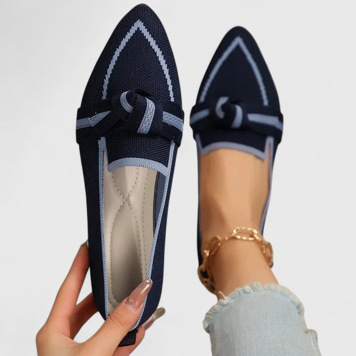 Women's Knot-Detail Slip-On Flats Dark Blue
