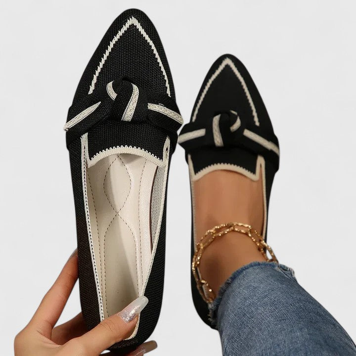 Women's Knot-Detail Slip-On Flats Black