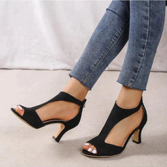 Women's Open-Toe T-Strap Heels detail two