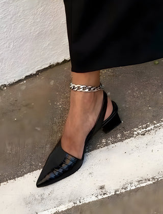 Women's Slingback Block-Heel Shoes Black