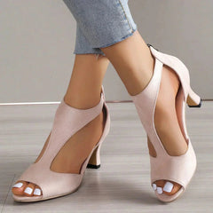 Women's Open-Toe T-Strap Heels Pink
